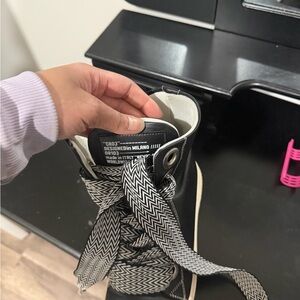 Black and White Lace Up Boots